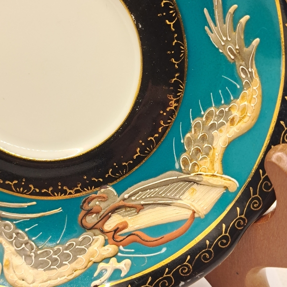 CASTLE Japan Dragonware Tea Cup and Saucer Bone China in blue and Vintage . - Picture 6 of 10
